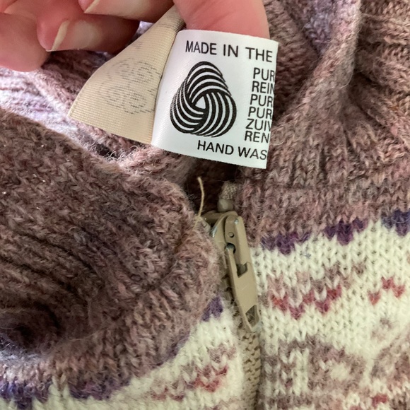 Vintage Scottish Wool Fair Isle Zip Up Sweater - Picture 3 of 16